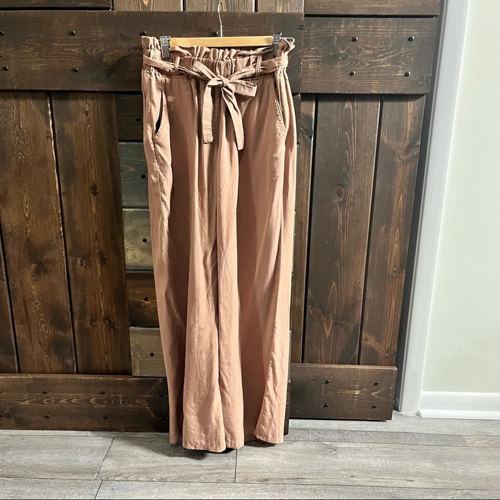 Wide Leg Trousers with Tie Front